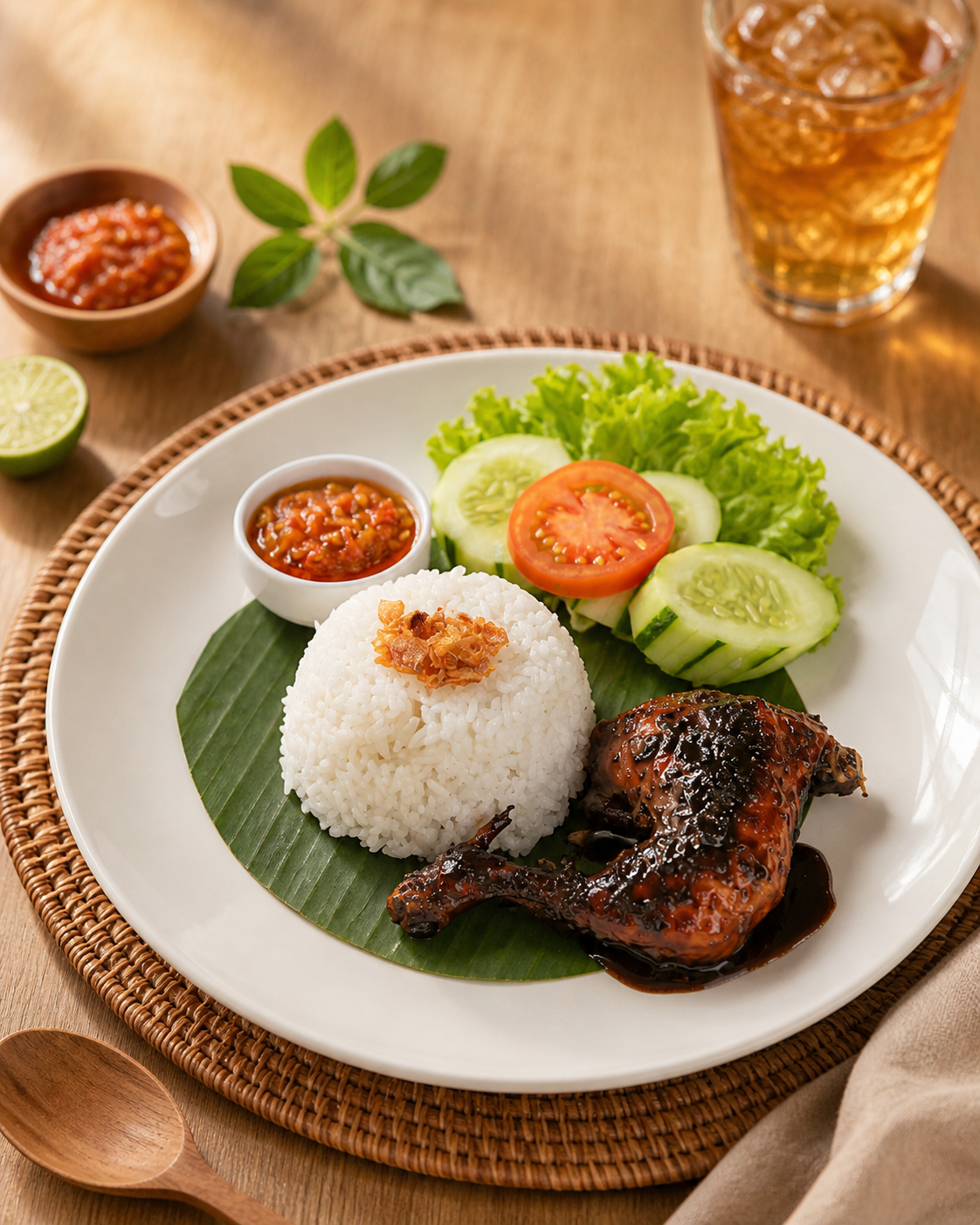 Menu ayam bakar dan nasi Kedai Bukit Rhema Borobudur